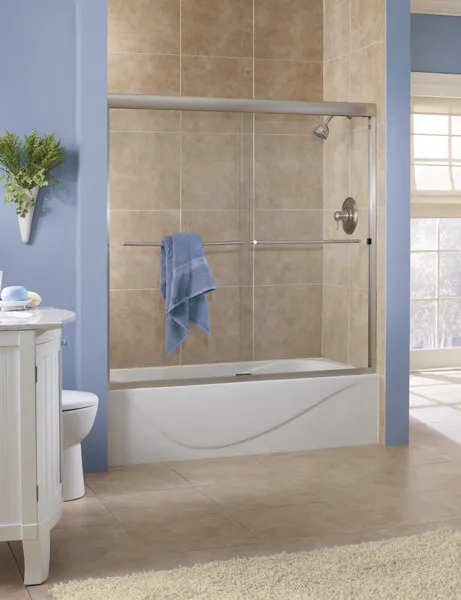 CRAFT + MAIN CVST5855-CL Cove 55"H x 58"W Sliding Frameless Tub - Brushed