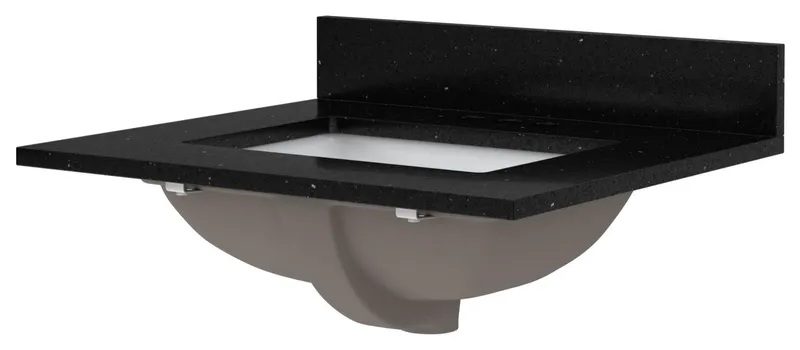 CRAFT + MAIN QZ25224R 25" Quartz Vanity Top - Black Galaxy