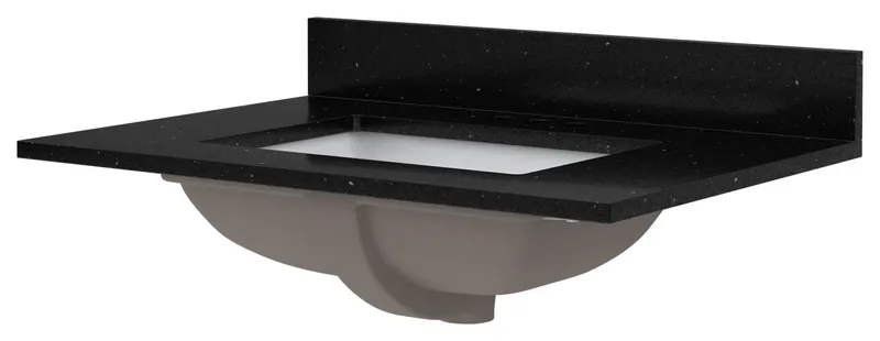 CRAFT + MAIN QZ31224R 31" Quartz Vanity Top - Black Galaxy