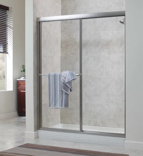 CRAFT + MAIN TDSS4870-CL Tides 70"H x 48"W Sliding Framed Shower - Brushed