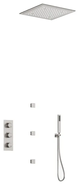 CRANACH SWAINS Thermostatic 12-inch Chromotherapy Shower System with Jets, Brushed Nickel