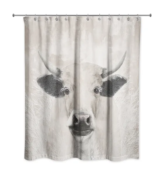 Creamy Tonal Cow 71"x74" Shower Curtain
