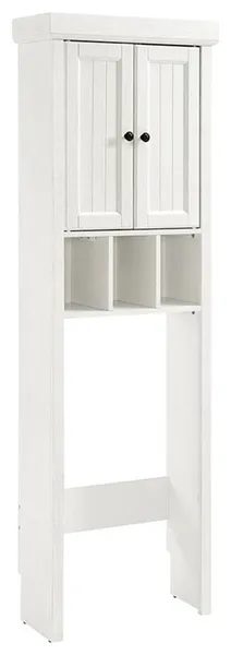 Crosley Furniture Seaside 2 Door Wood Spacesaver in Distressed White