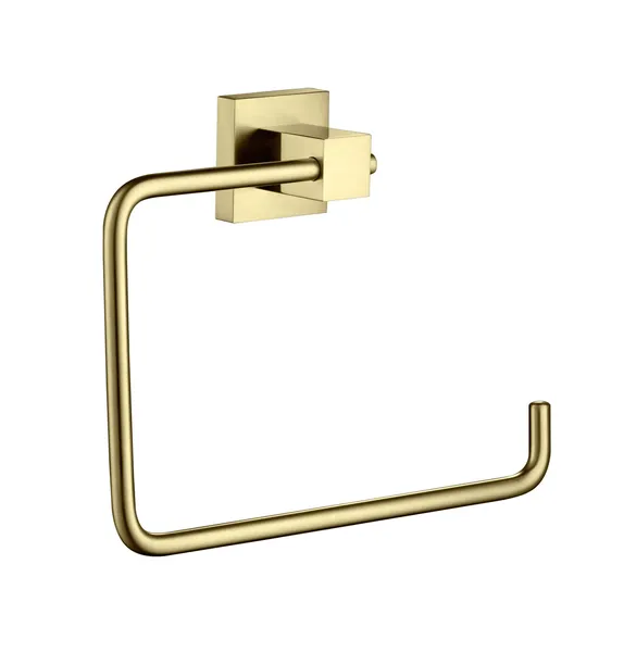 Cube Bathroom Towel Ring, Brushed Gold