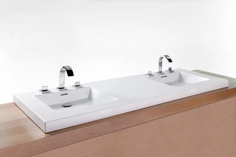 Cube Collection Lav Sink, WETMAR BIO 48", Matte White, 60", No Trim Overflow