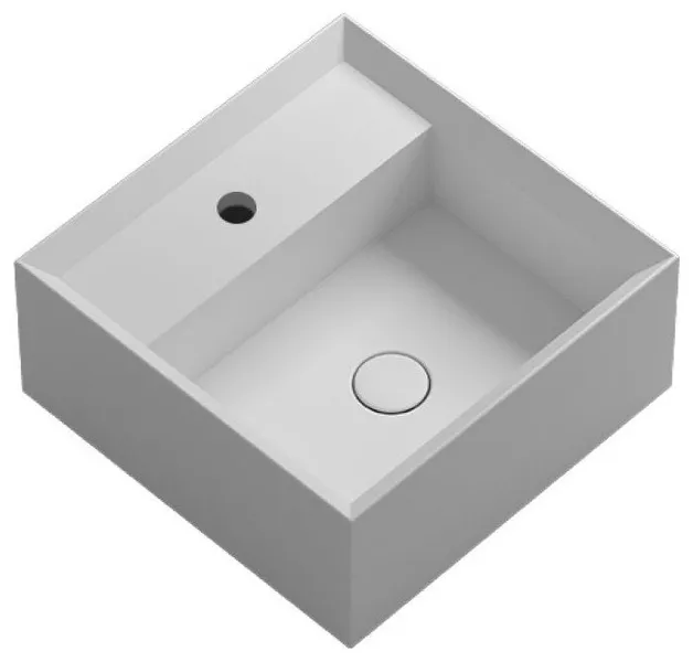 Cut 45.45 Vessel Bathroom Sink in Matte White with 1 Faucet Hole