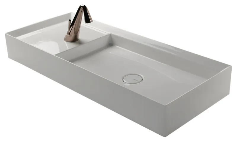 Cut 90.38F WG Vessel Bathroom Sink in Glossy White 35.4"x15.0"