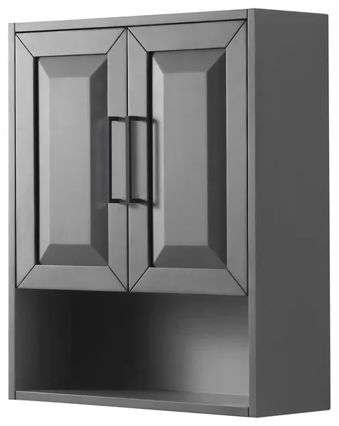 Daria Over-the-Toilet Bathroom Wall-Mounted Storage Cabinet in Gray, Black Trim