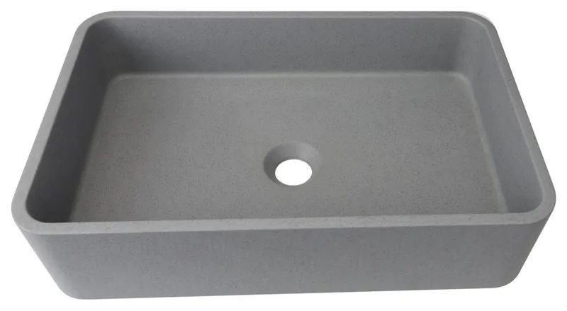 Dark Grey Rectangular Concrete Vessel Bathroom Sink