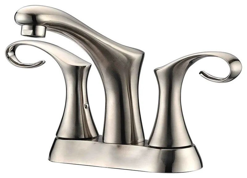 Dawn 2-Hole, 2-Handle  Faucet For 4" Centers, Brushed Nickel, Pull-Up Drain