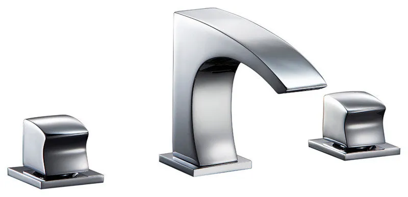 Dawn 3-Hole, 2-Square Handle Widespread Faucet, Chrome, Pop Up Drain