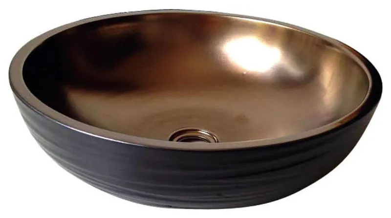 Dawn Ceramic, Hand Engraved and Hand-Painted Vessel Sink-Round Shape