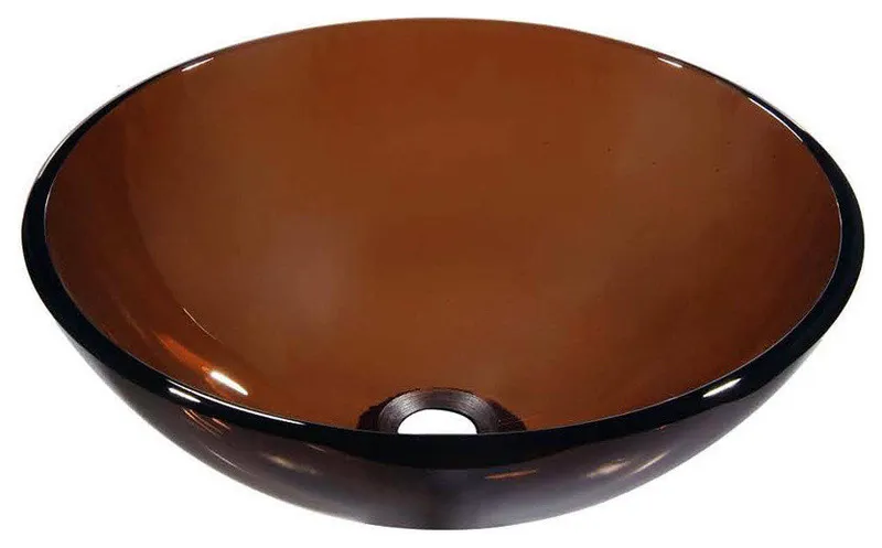 Dawn Tempered Glass Vessel Sink-Round Shape, Brown Glass