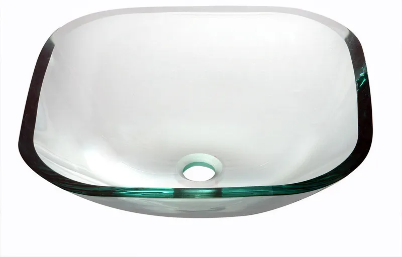 Dawn Tempered Glass Vessel Sink-Square Shape, Clear Glass