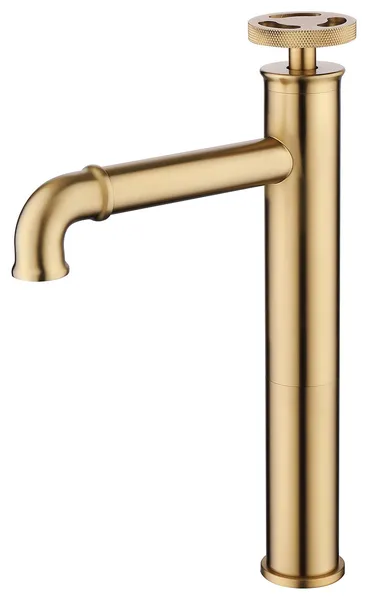 Deck Mounted Single Hole Bathroom Sink Faucet, Brushed Gold