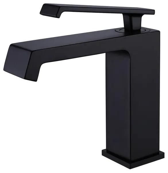 Deck Mounted Single Hole Bathroom Sink Faucet, Matte Black