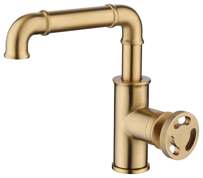 Deck Mounted Single Hole Bathroom Vessel Sink Faucet, Brushed Gold