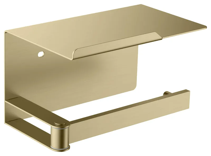 Deco Toilet Paper Holder With Shelf, Brushed Gold