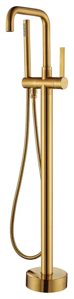 Delara Freestanding Tub Faucet, Hand Shower, Brushed Gold
