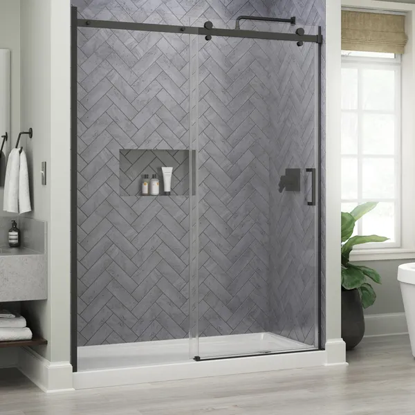 Delta SDES860-R Commix 76"H x 60"W Sliding Frameless Shower Door - Matte Black