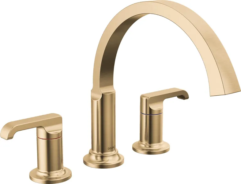 Delta T2788-LHP Tetra Tub Deck Mounted Roman Tub Filler - - Lumicoat Champagne