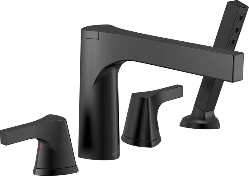 Delta T4774 Zura Four Hole Widespread Deck Mounted Roman Tub - Matte Black