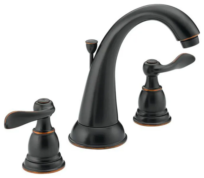 Delta Windemere Two Handle Widespread Bathroom Faucet, Oil Bronze, B3596LF-OB