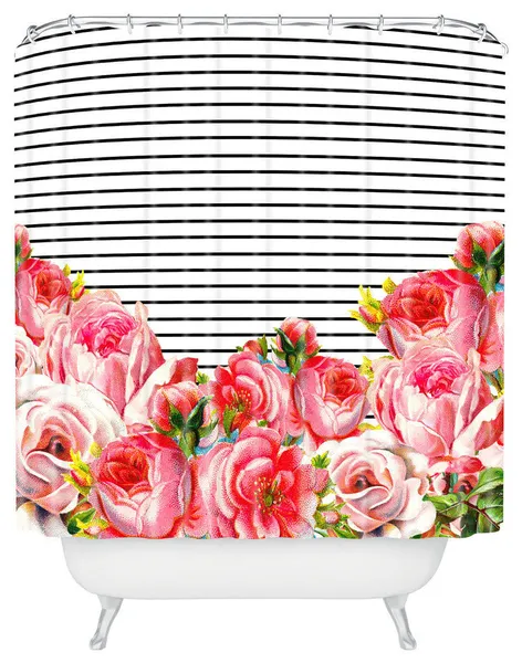 Deny Designs Allyson Johnson Bold Floral And Stripes Shower Curtain