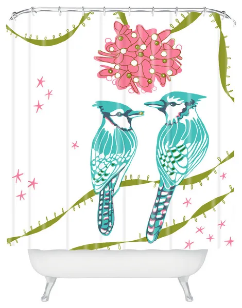 Deny Designs Betsy Olmsted Holiday Birds Shower Curtain