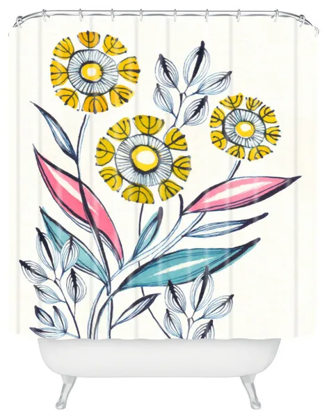 Deny Designs Cori Dantini Modern Corn Flowers Shower Curtain