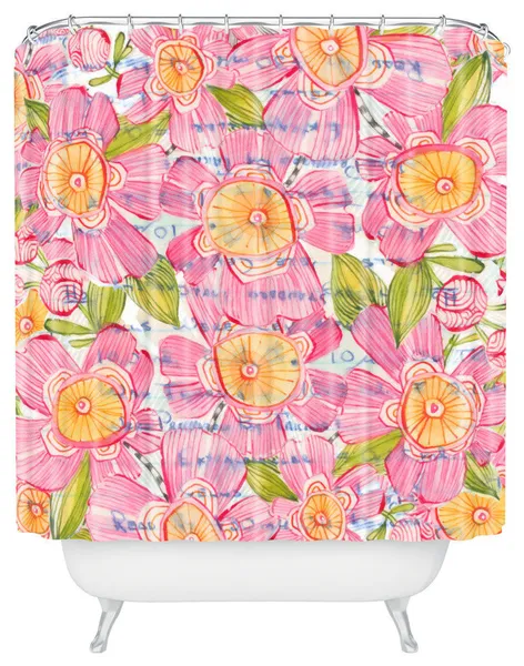 Deny Designs Cori Dantini Pinky Blooms Shower Curtain