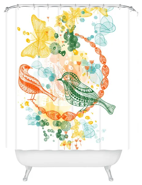 Deny Designs Jenean Morrison Flower And Flight Shower Curtain