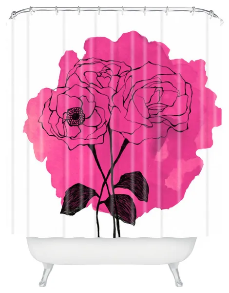 Deny Designs Morgan Kendall Pink Spray Roses Shower Curtain