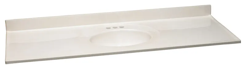 Design House 553354 61" Cultured Marble Vanity Top - White on White