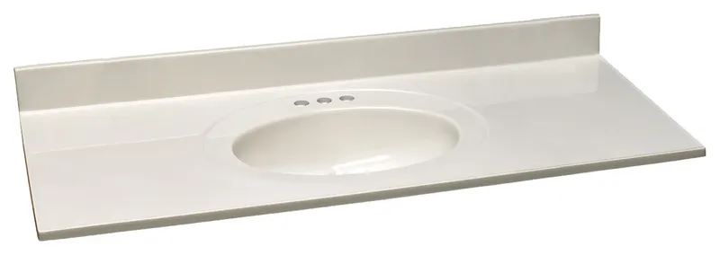Design House 586347 49" Cultured Marble Vanity Top - White on White