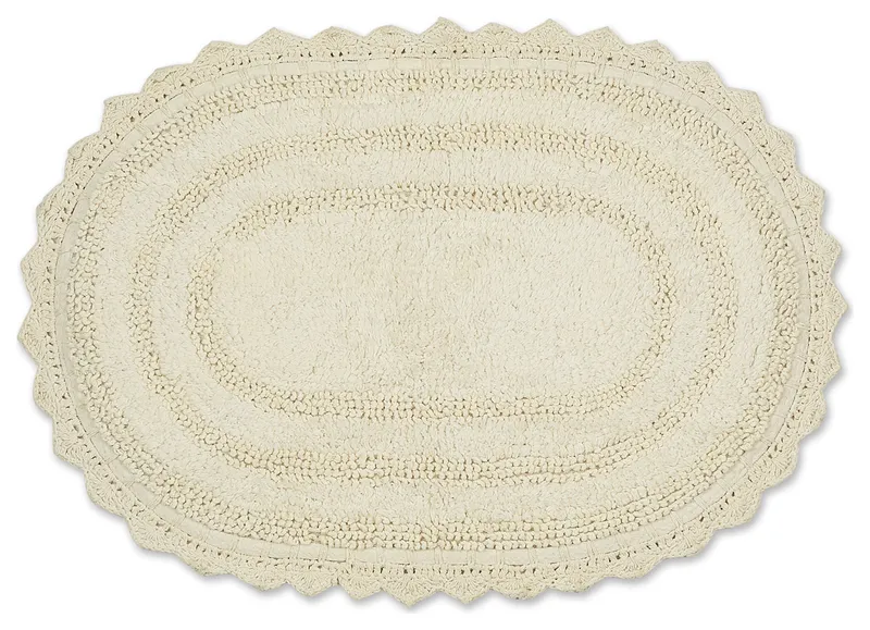 DII Off White Small Oval Crochet Bath Mat