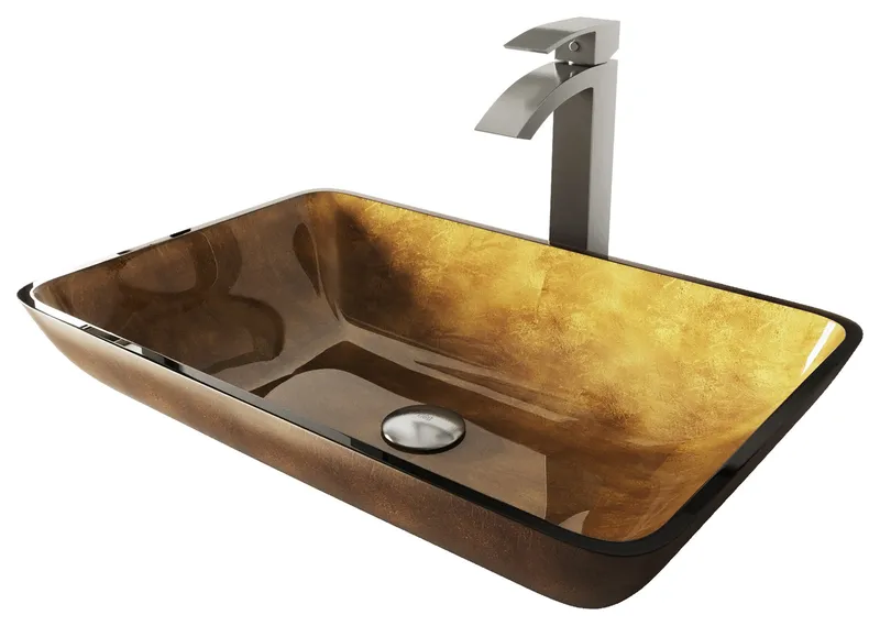 Donatello 22"L x 14"W Glass Vessel Sink and Duris 12"H Faucet Set