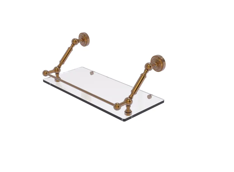 Dottingham 18" Floating Glass Shelf with Gallery Rail, Brushed Bronze