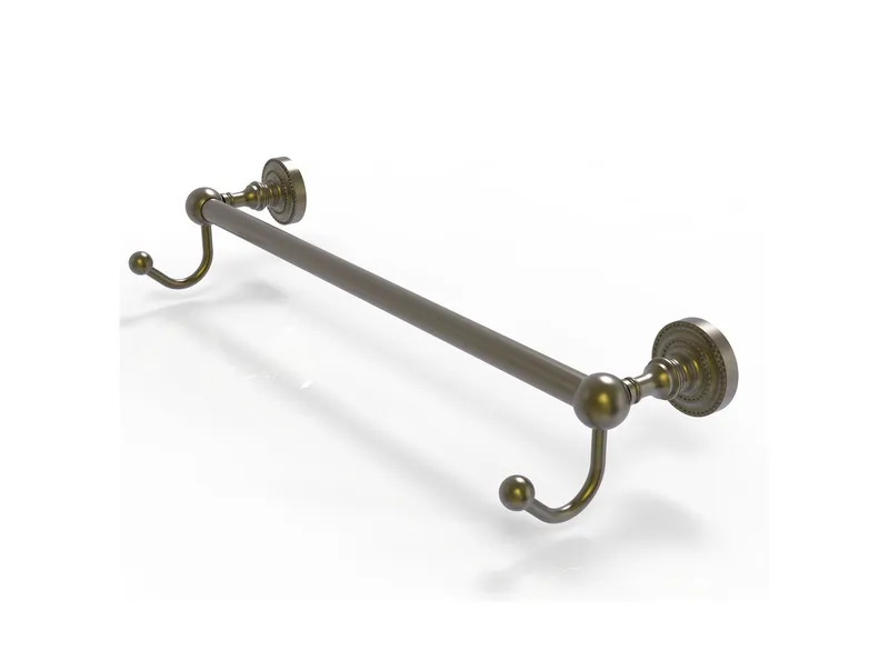 Dottingham 18" Towel Bar with Integrated Hooks, Antique Brass
