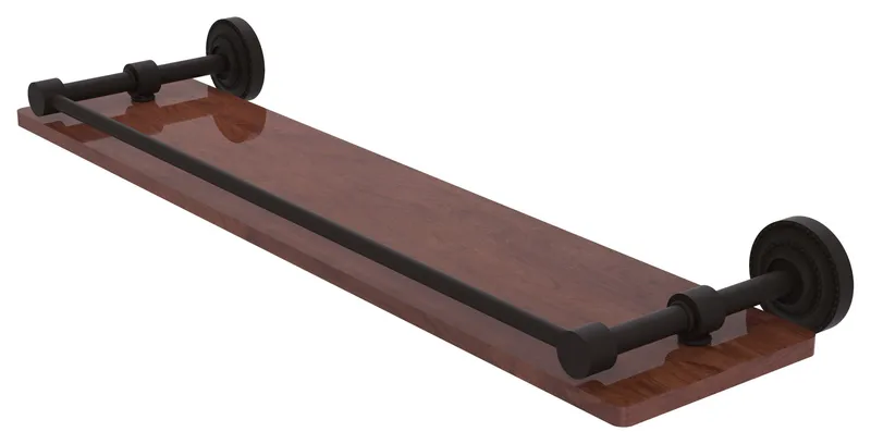 Dottingham 22" Solid IPE Ironwood Shelf, Gallery Rail, Oil Rubbed Bronze