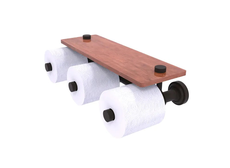 Dottingham 3 Roll Toilet Paper Holder and Wood Shelf, Oil Rubbed Bronze