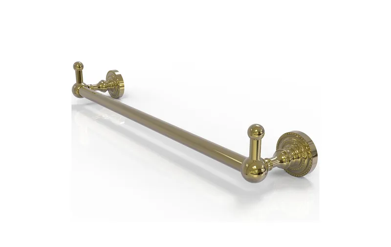 Dottingham 36" Towel Bar with Integrated Hooks, Unlacquered Brass