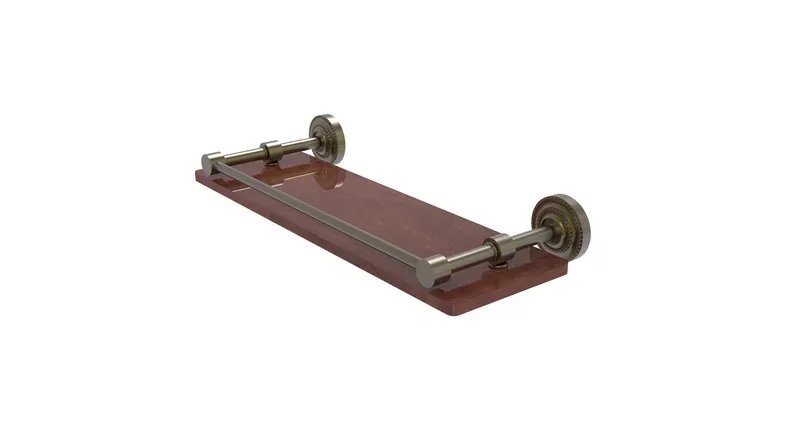Dottingham Collection 16"Solid IPE Ironwood Shelf With Gallery Rail