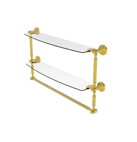 Dottingham Collection 24"Two Tiered Glass Shelf With Integrated Towel Bar