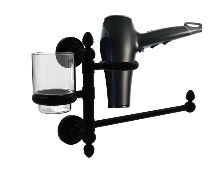 Dottingham Hair Dryer Holder and Organizer, Matte Black
