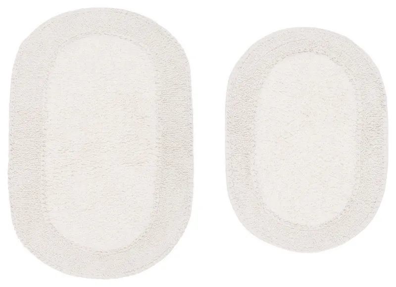 Double Ruffle Collection Bath Rugs Set, 2 Piece Set, Ivory