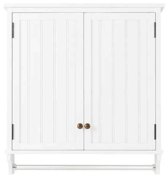 Dover 27"W x 29"H Wall Mounted Bathroom Storage Cabinet, 2 Doors and Towel Rod