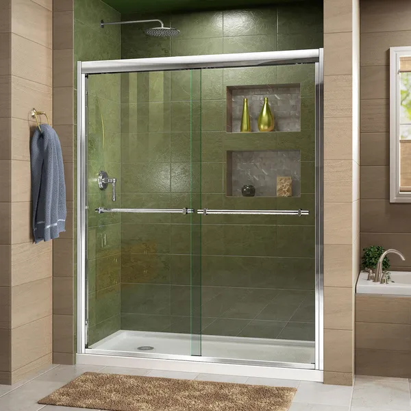 DreamLine Duet 56-60" Frameless X-Pass Sliding Shower Door, Clear Glass, Chrome