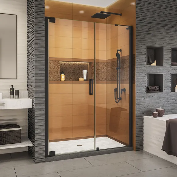 DreamLine Elegance-LS 56 - 58"Wx72"H Frameless Pivot Shower Door, Satin Black
