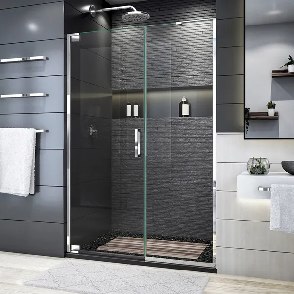 DreamLine Elegance Plus 51 3/4 -52 1/2"W Frameless Pivot Shower Door, Chrome